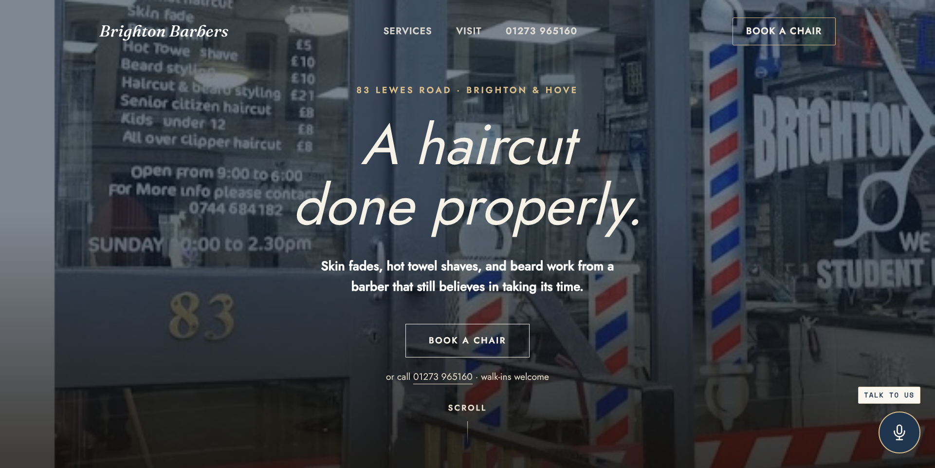 Brighton Barbers website